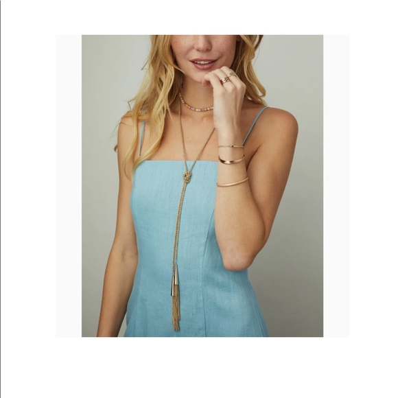 Kendra Scott Rose Gold Phara Lariat Necklace Fringe Tassels - Picture 7 of 8